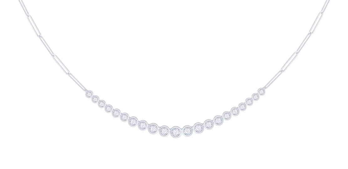 Golden Glow: 14K Gold Riviera Bezel Graduated Diamond Paperclip Necklace