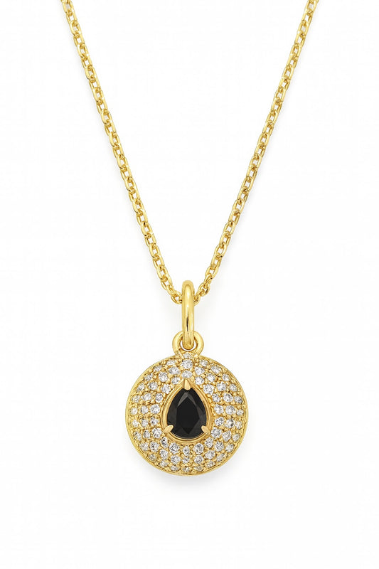 Color Stone Halo Medallion Necklace