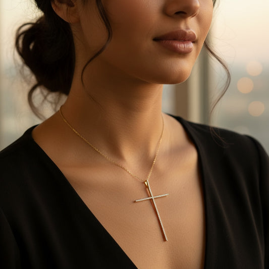 Extra Large Thin Pave Diamond Cross
