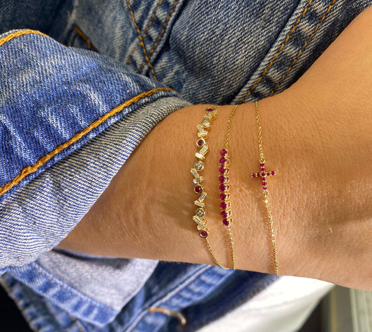 Color Stone Cross Bracelet