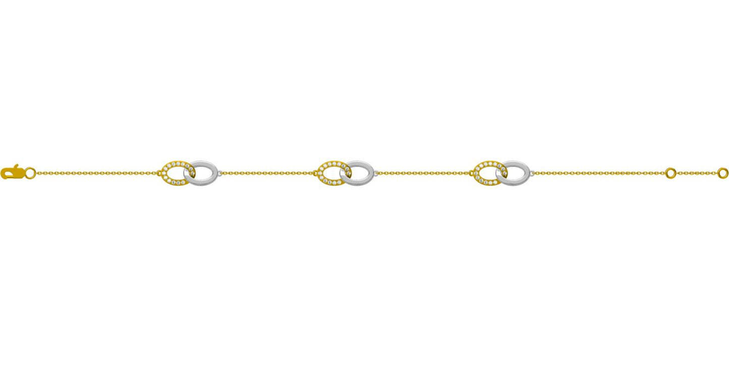 Endless Harmony: 14K Two-Tone Gold Interlocking Diamond Infinity Bracelet