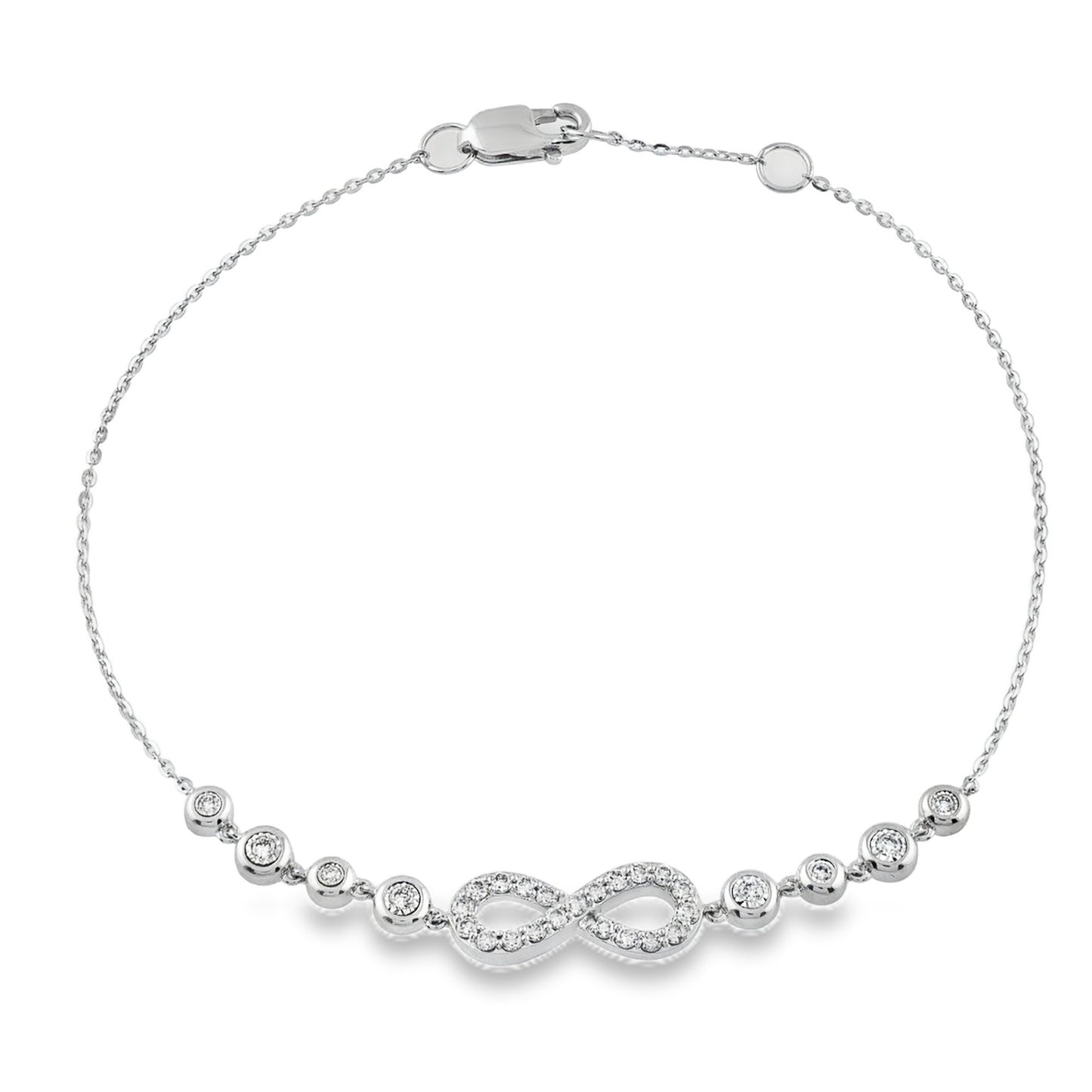 Endless Elegance: 14K Gold Diamond Infinity & Bezel Bracelet