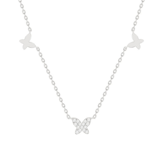 Mini Diamond Butterfly Station Necklace