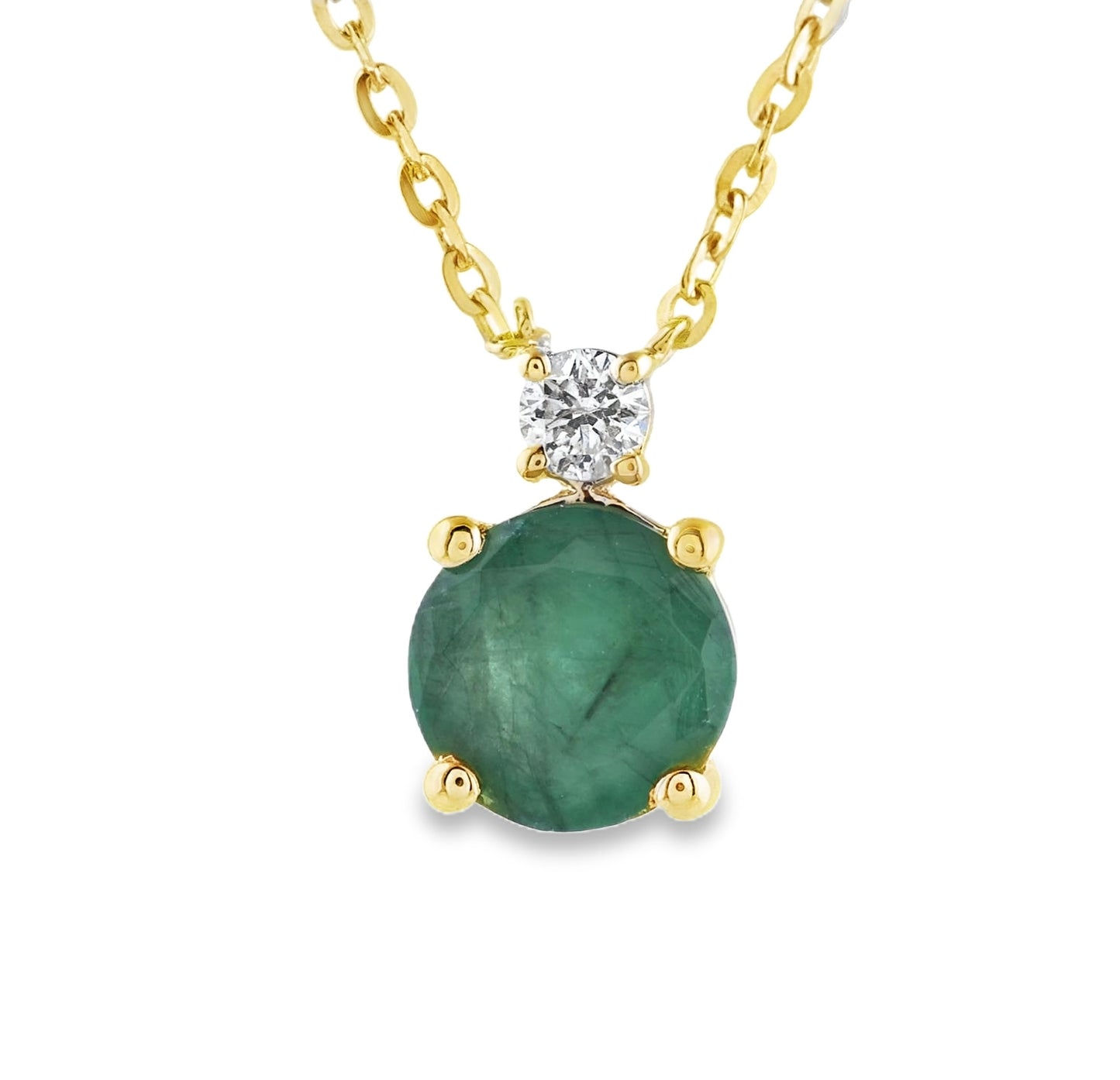 Classic Single Round Color Stone And Diamond Accent Necklace