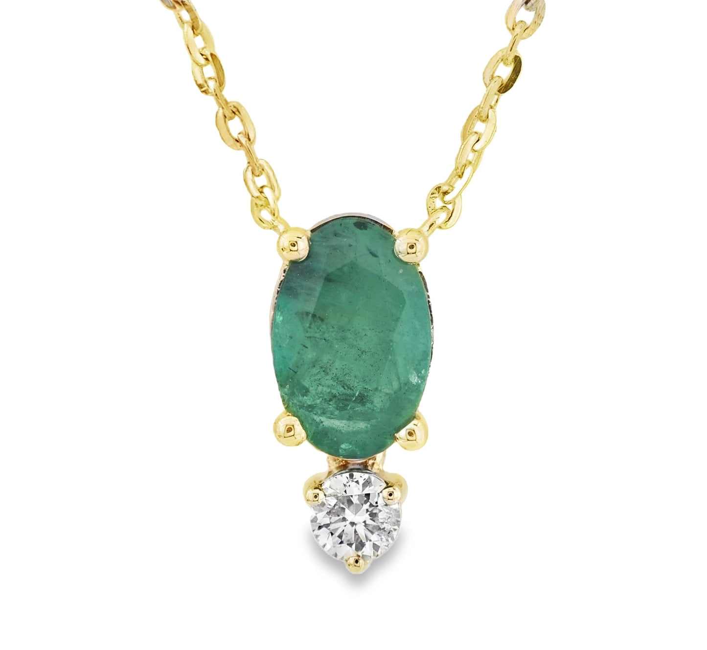 Classic Single Oval Color Stone And Diamond Accent Necklace