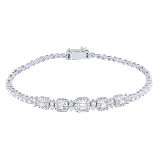 Baguette and Diamond Tennis Bracelet