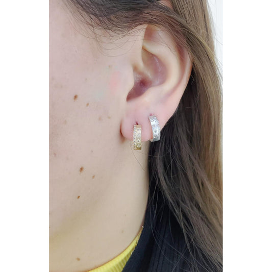 Satin Bezel Diamond Huggies