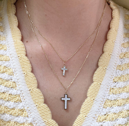 Mother of Pearl Cross Pendant 18x12mm