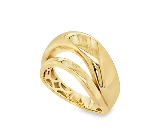 Golden Open Flow Curve Dome Ring