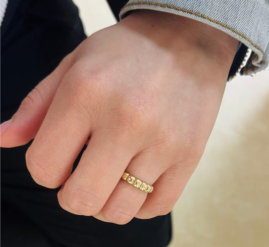 Rounded Pillowy Link Design Ring 14K Gold