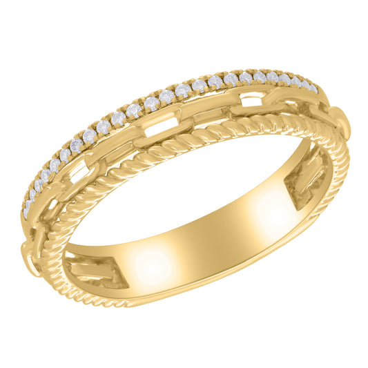 Three-in-one Rope Chain Diamond Band Ring