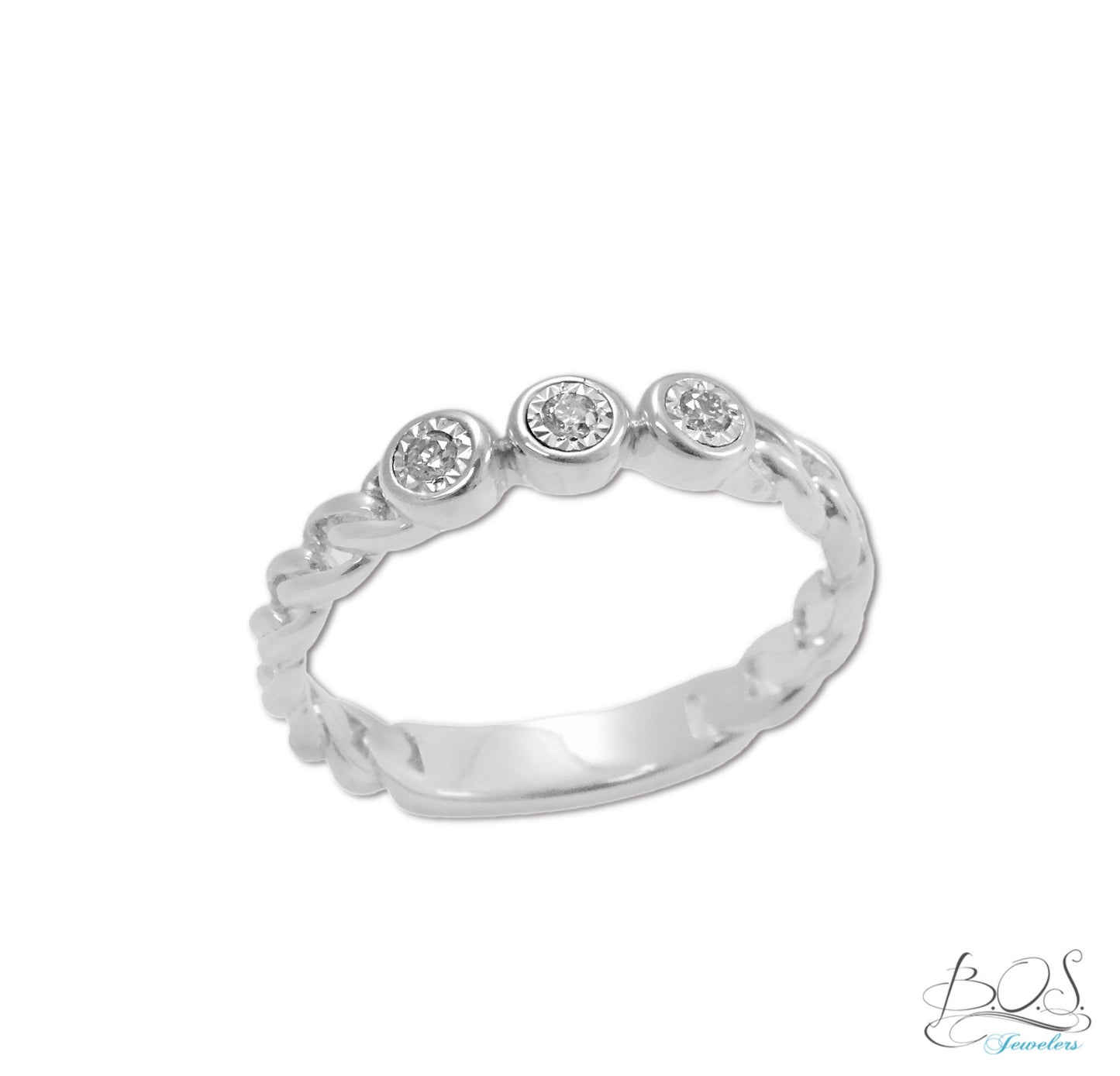 14K Gold Chain Ring with Diamond Bezel