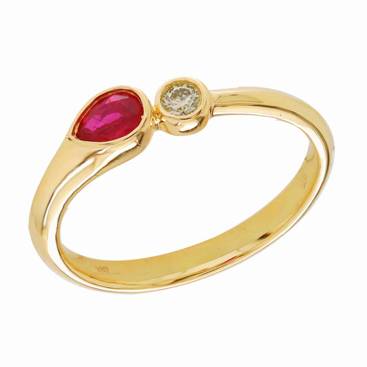 Toi Et Moi Pear Color Stone Gemstone And Diamond Ring  Bezel Set