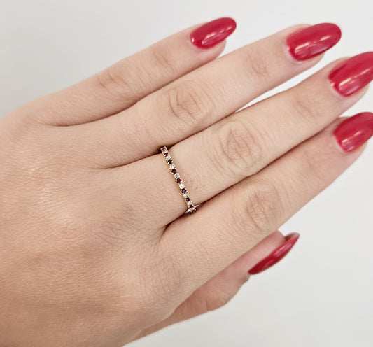 Color Stone and Diamond Band Ring