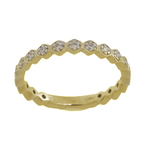 14K Gold Honeycomb Diamond Band Ring