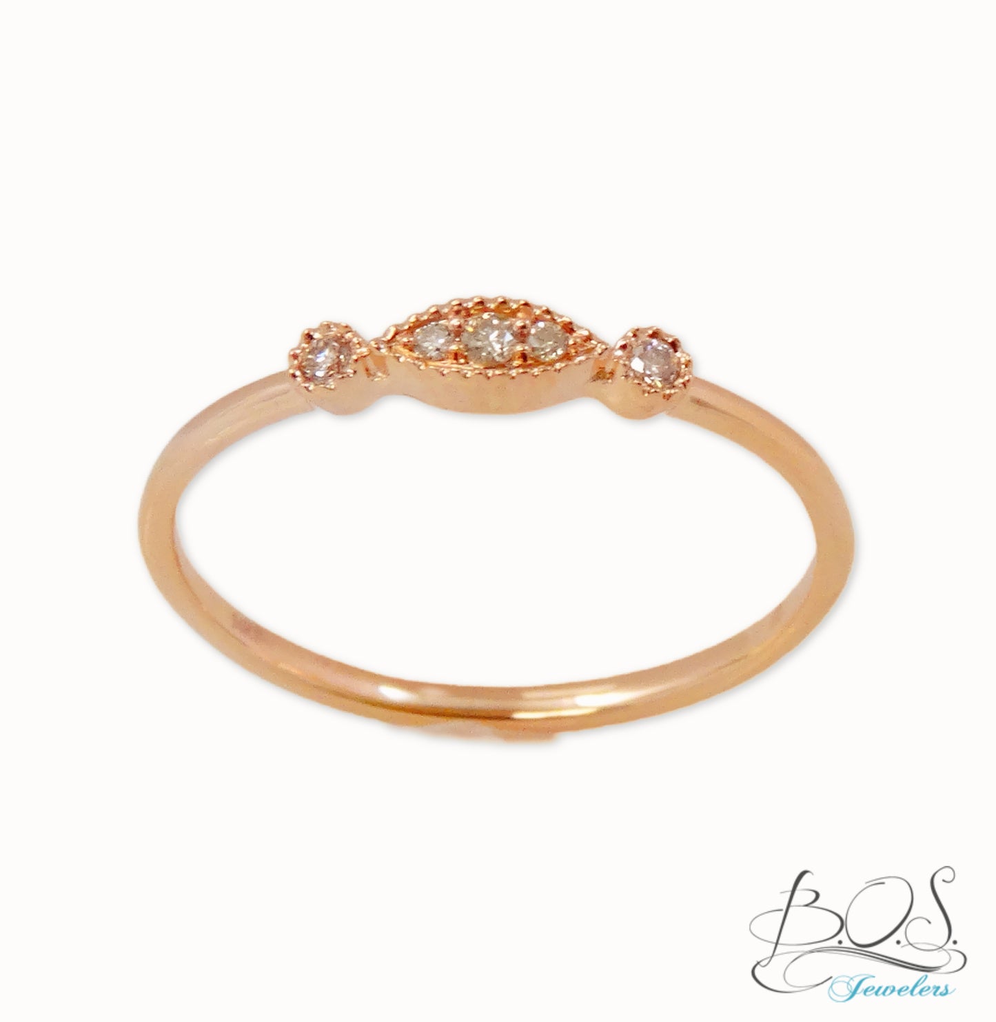 14K Gold Eye Shape Diamond Ring