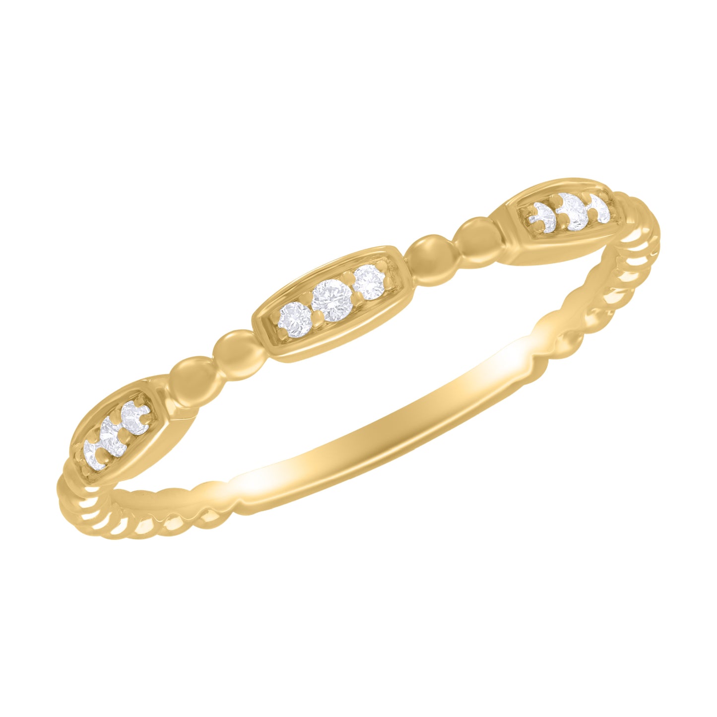 14K Gold Diamond Beaded Ring