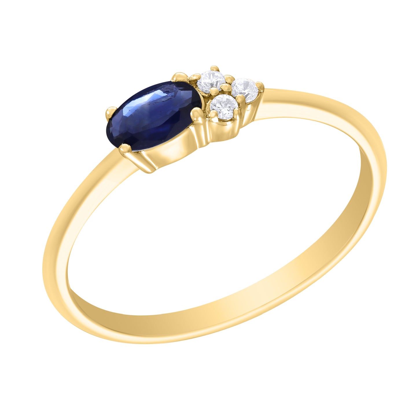 Oval Color Stone and Diamond East West Ring