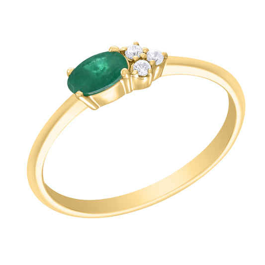 Oval Color Stone and Diamond East West Ring