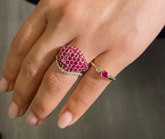 Toi Et Moi Pear Color Stone Gemstone And Diamond Ring Bezel Set