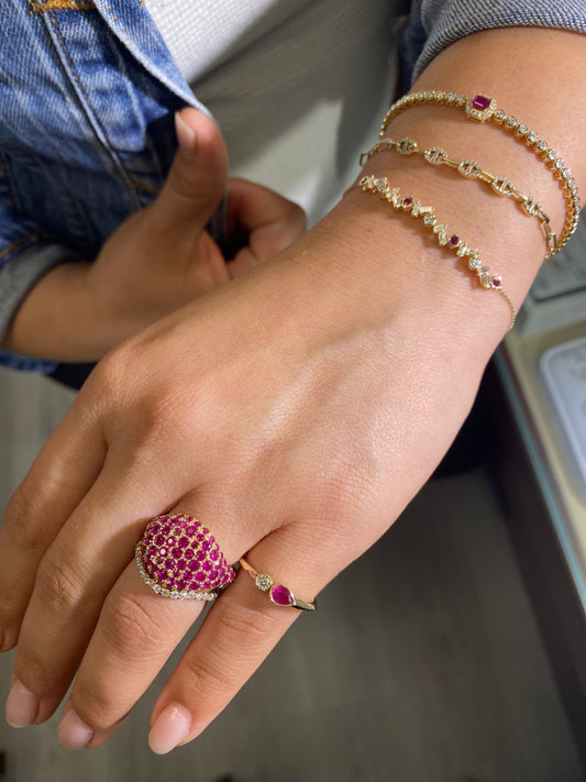 Single Color Stone Diamond Bezel Tennis Bracelet