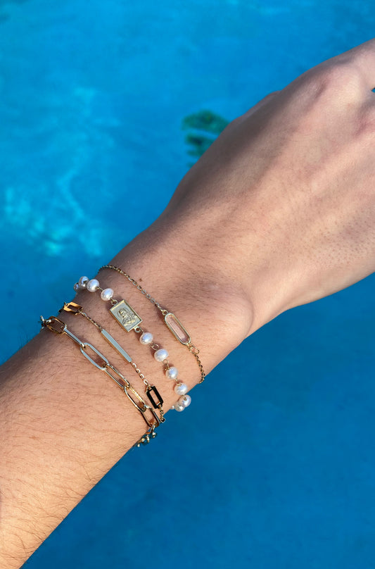 Pearl Bracelet with Scapular Medal