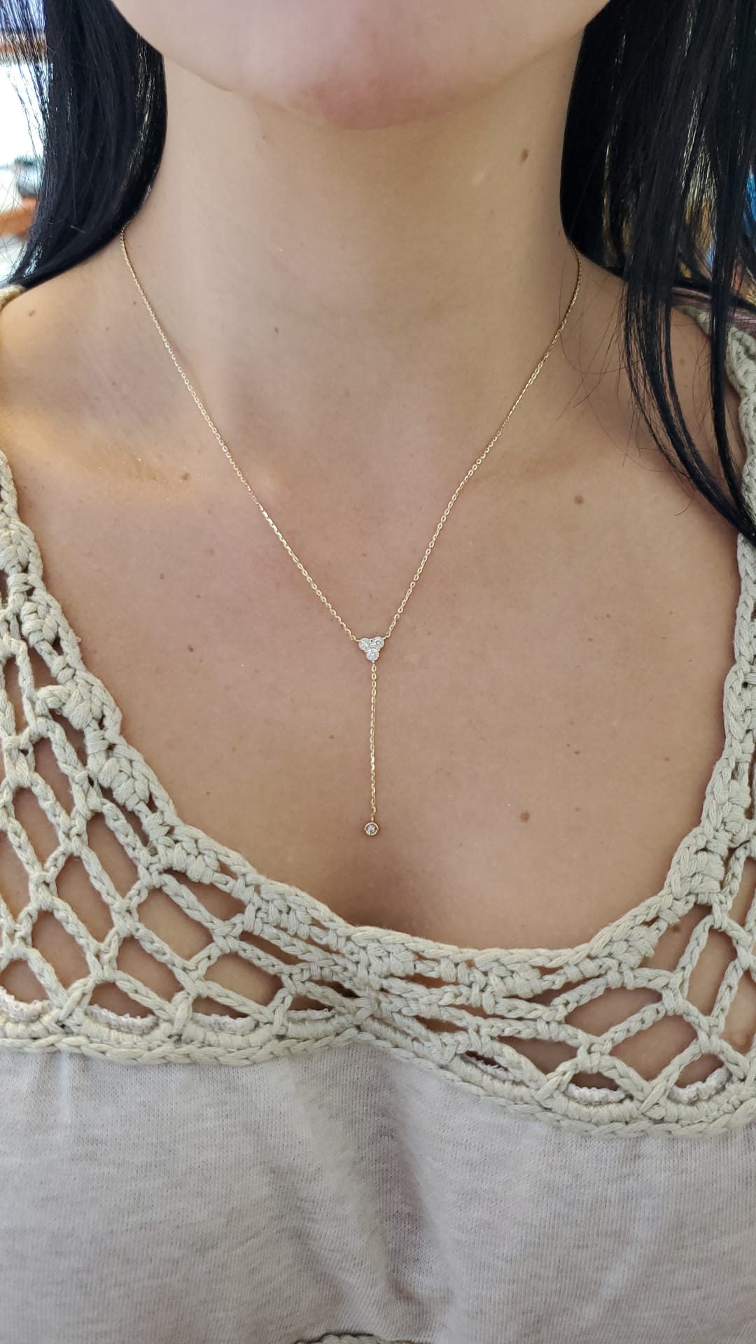Jumbo Trio Diamond Lariat 14K Gold