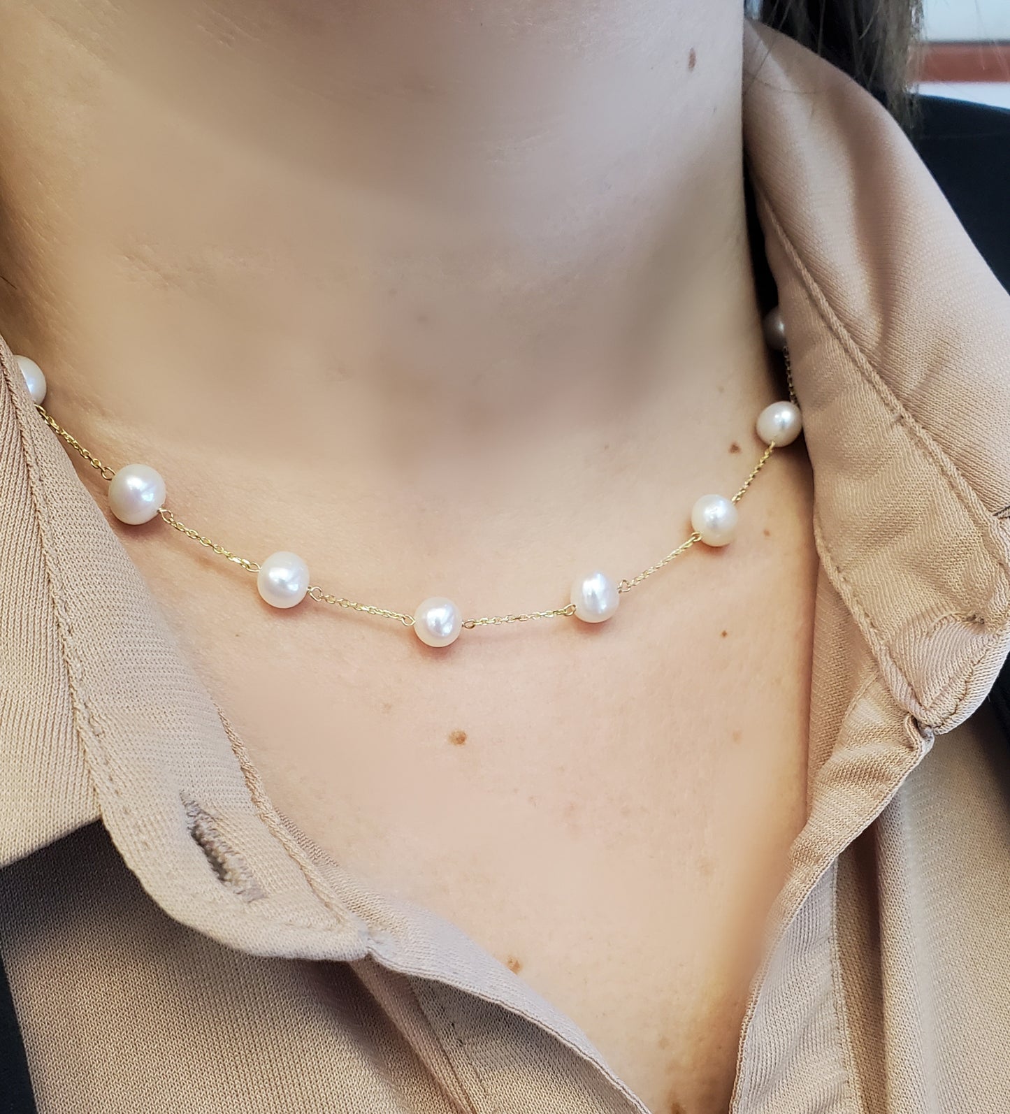 Freshwater Pearl Necklace 0.5" Spacing