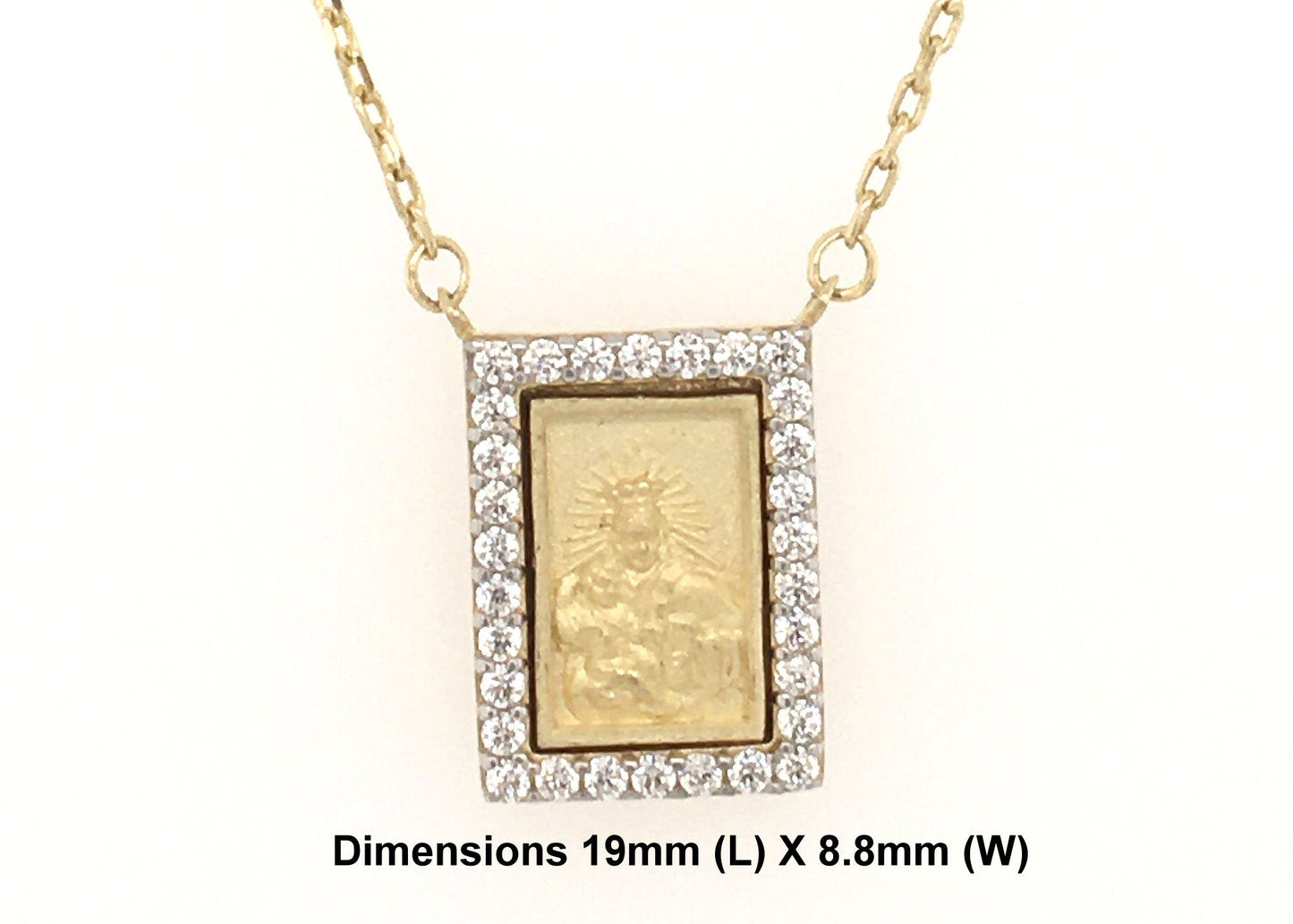 Scapular Medal with Embellished Stone Frame Necklace