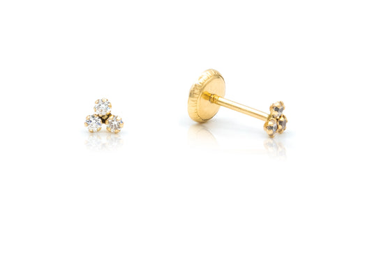 Miniature Trio C/Z Earring 14K Gold