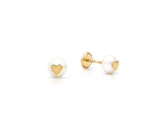 Heart Flower or Star on Pearl Stud Earring