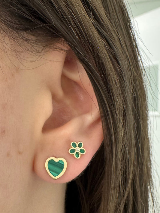 Daisy Mother of Pearl or Malachite Baby Earrings