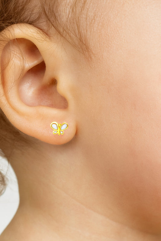 Mini Mother Of Pearl Butterfly Baby Earrings