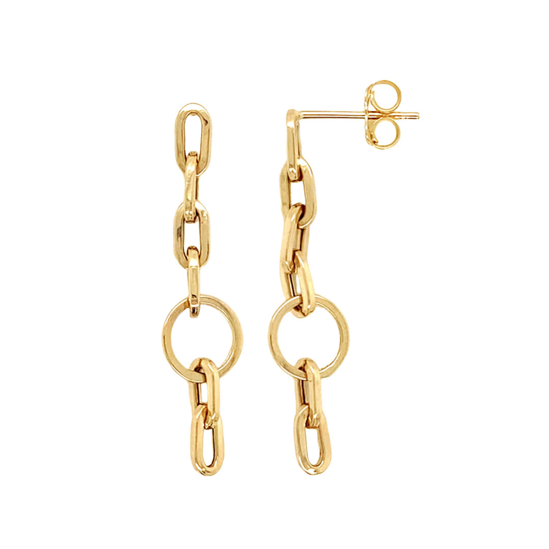 Multi Link Long Earring Crafted in 14 karat Gold
