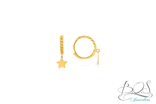 14K Gold Chain Huggie with Dangling Star