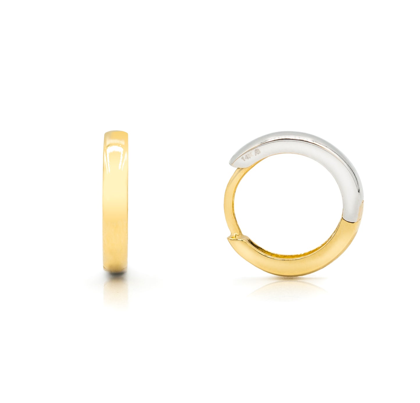 Reversible Two Tone Huggie Earrings (11.0mm)