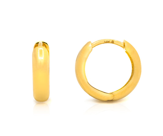Classic Slender Huggie Hoop Earrings 12x3mm
