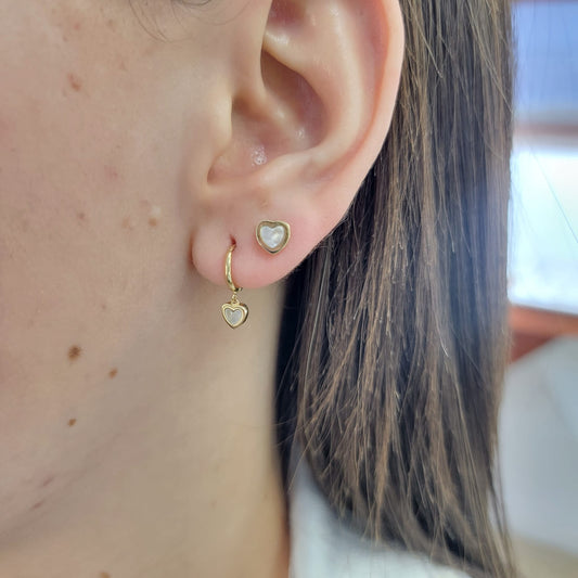Small Mother of Pearl Heart Earrings
