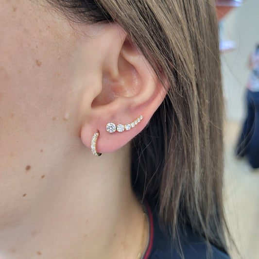 Pave Cubic Zirconia Huggie Hoop Earrings