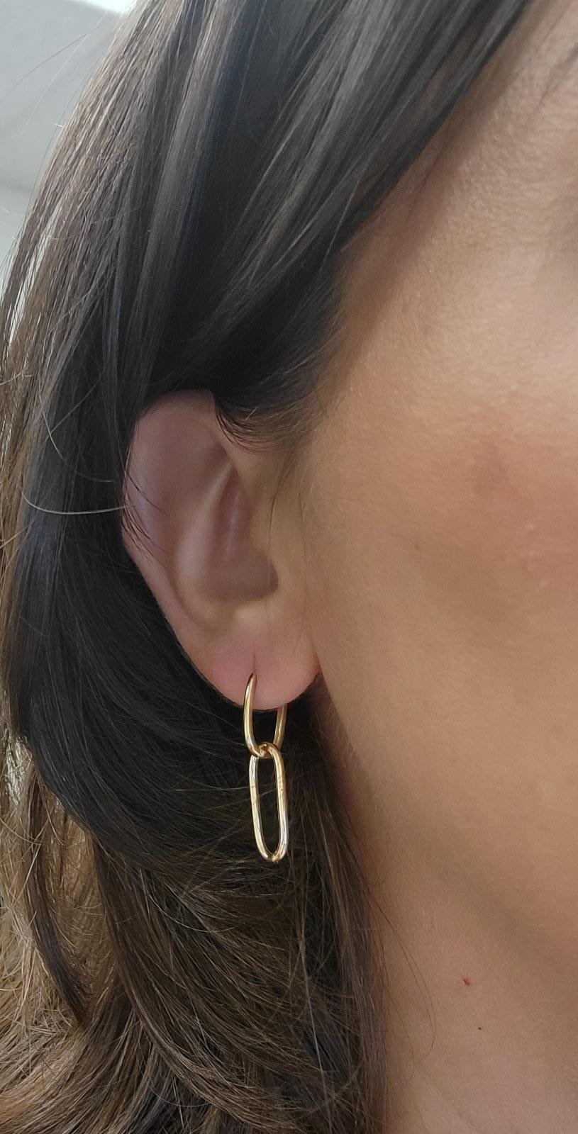 Paper Clip Huggie Earring 14K Gold