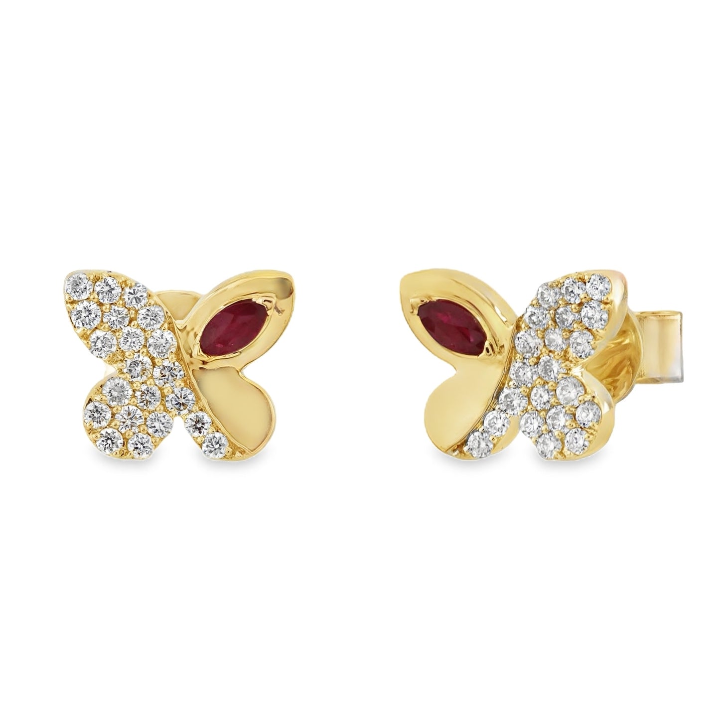 Whimsy in Flight Diamond And Color Stone Butterfly Earrings