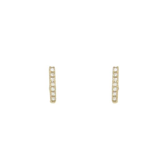 14K Gold Thin Diamond Bar Earring