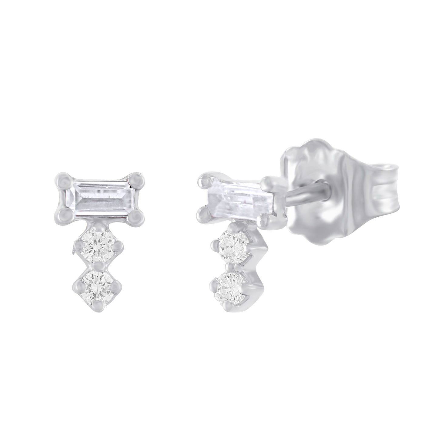 Diamond Baguette Stud Earring