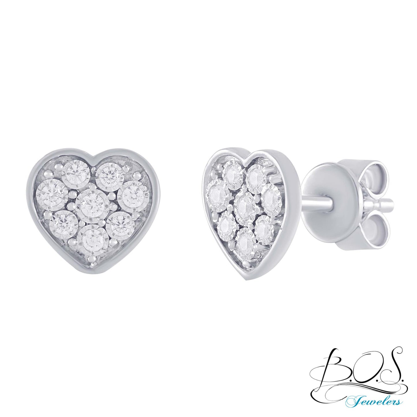 14K Gold Diamond Heart Earrings