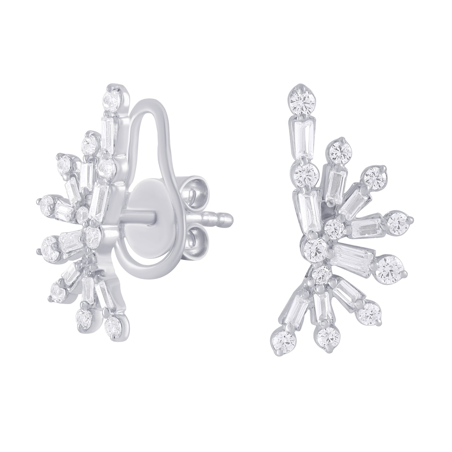 14K Gold Multi Diamond and Baguette Earrings