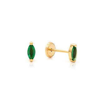 14K Gold Marquise Color Stone Studs 5X2MM