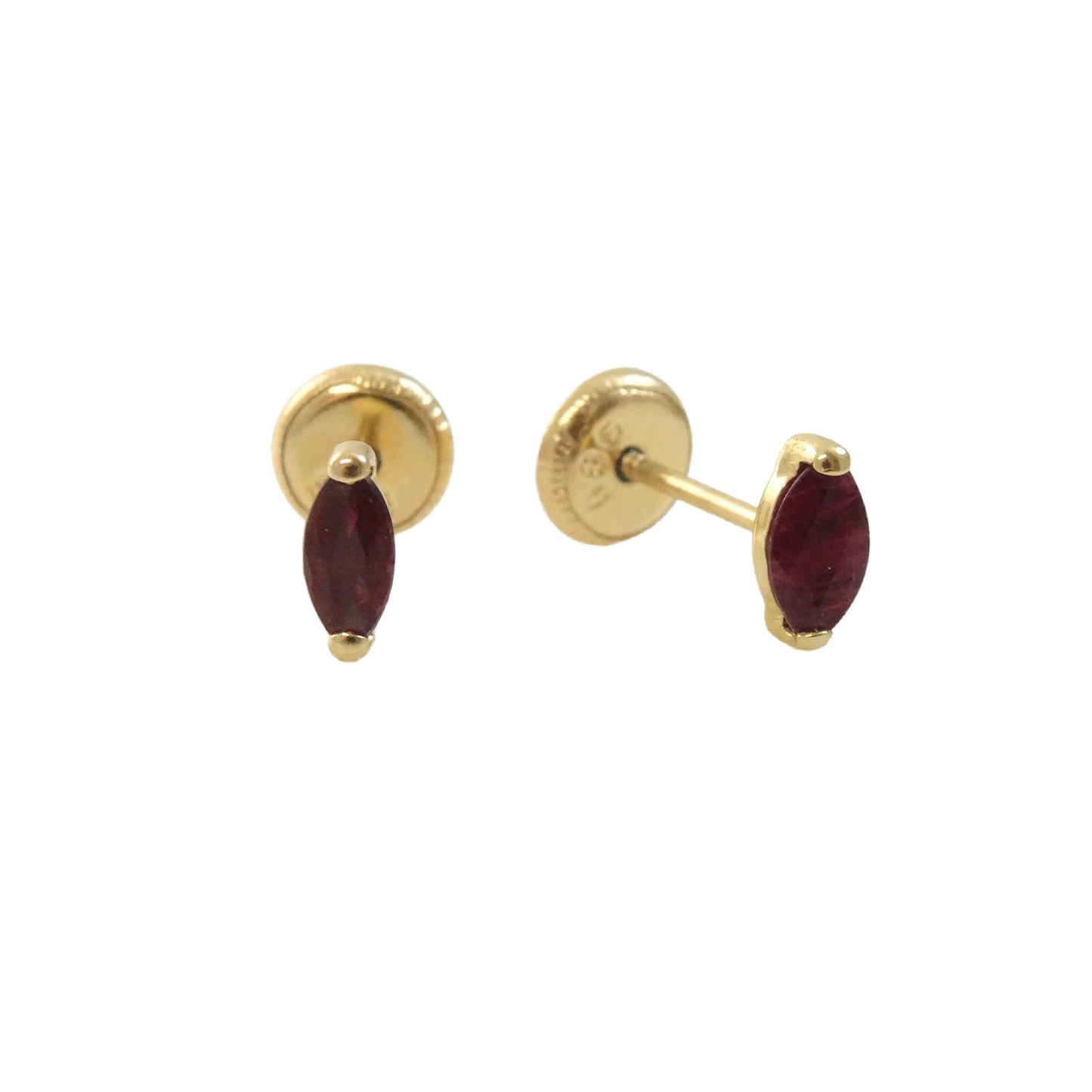 14K Gold Marquise Color Stone Studs 5X2MM