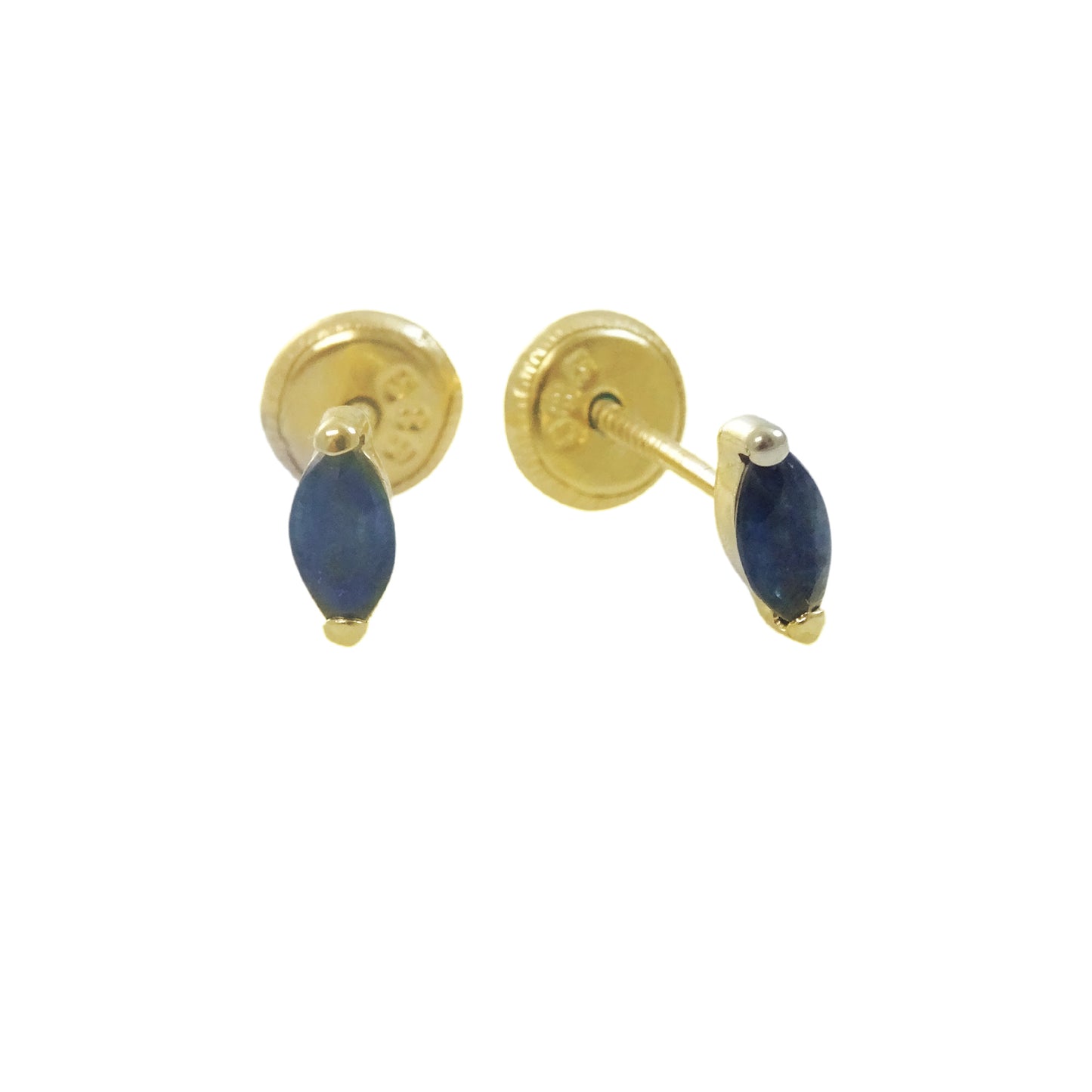 14K Gold Marquise Color Stone Studs 7X2.5MM