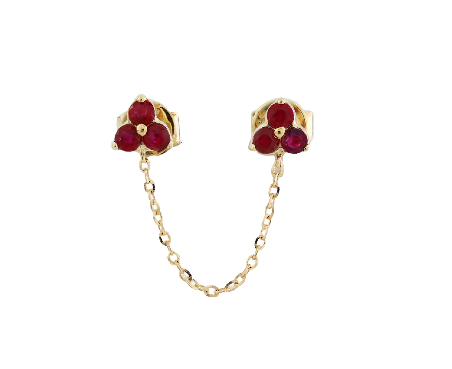 Trio-Gem Gold Drop Chain Double Earring