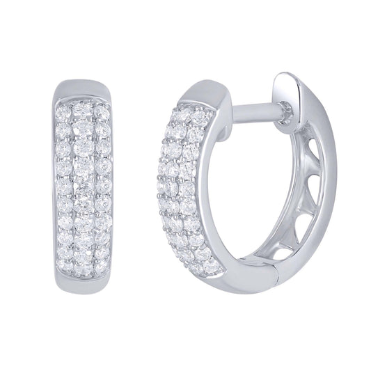 Pave set diamond huggies